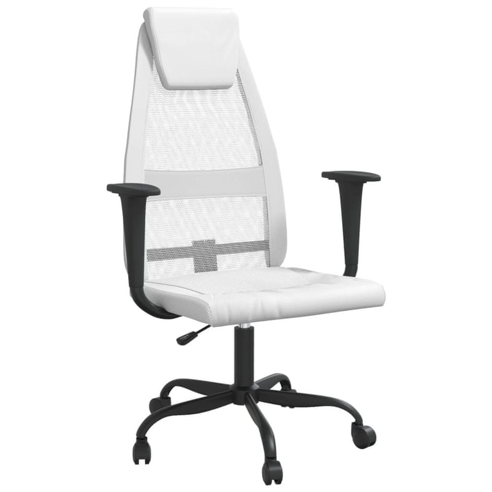 Vidaxl Kancelárska stolička, nastaviteľná výška biela látka+umelá koža